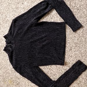 Black long sleeve velvet textured shirt